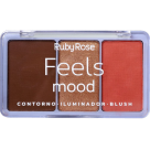 Paleta Feels Mood Trio Contorno Iluminador Blush Cor 3 Ruby Rose